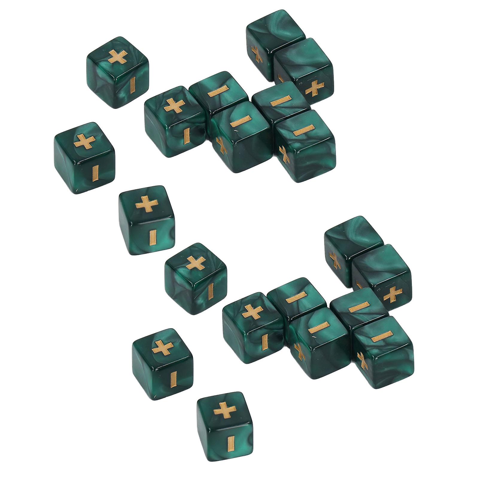 20Pcs 16mm Math Dice Set Math Operation Calculation Minus Sign Plus Toys for Kids Classroom Teaching Supplies Green