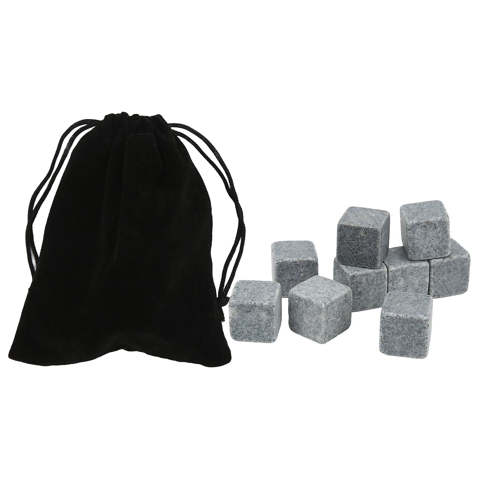 Pierres à whisky en granit de 2 cm, pierre à glace, sac en flanelle, cadeau pour whisky, gin, vin, vodka avec sac en flanelle 9
