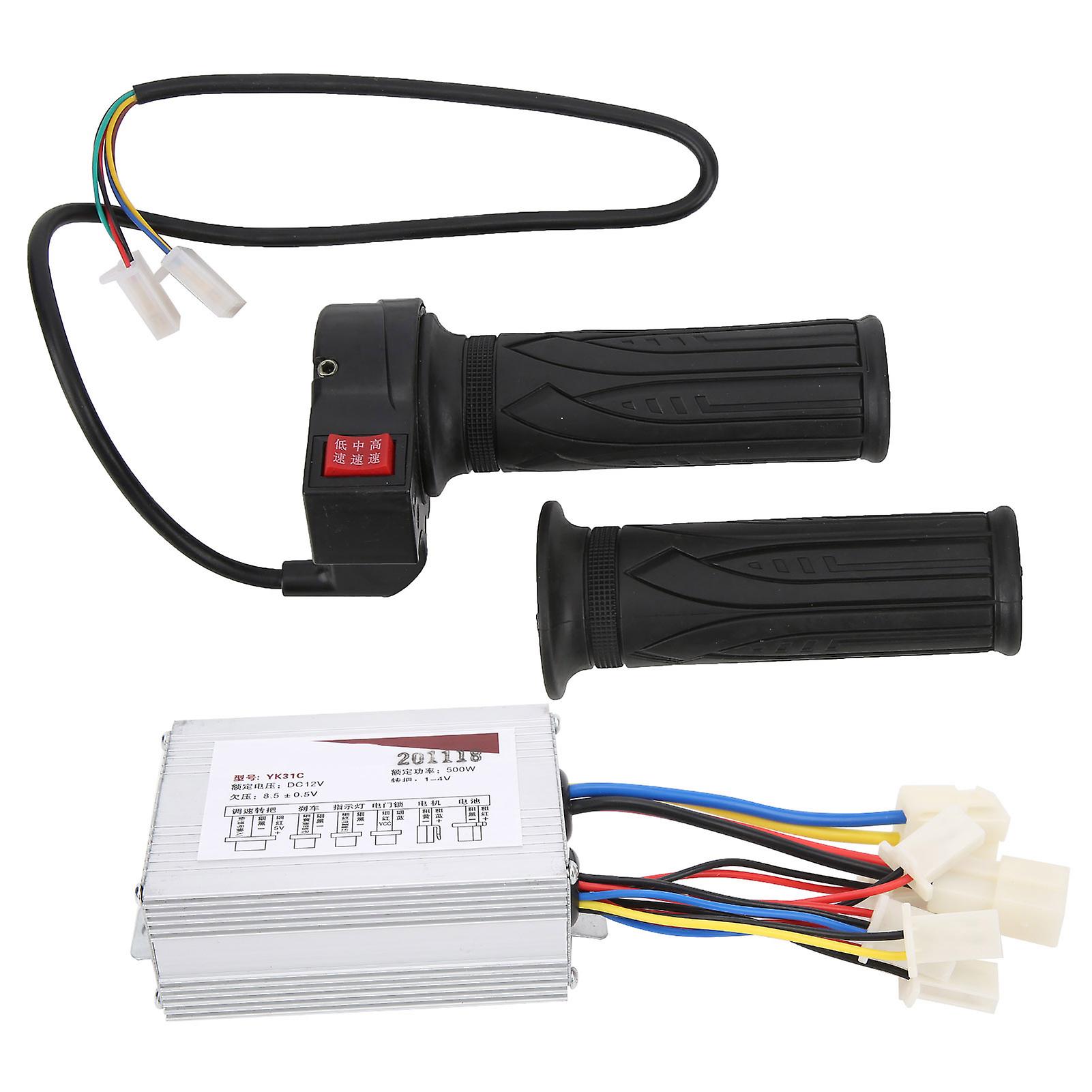 12V500W Bike Throttle Grips Brush Controller 3‑Speed Handle Electric Bicycle Accessory