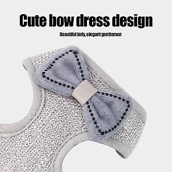 Adjustable Cat Leash Harness Set Bowknot Vest 1.15m Blue Green Gray