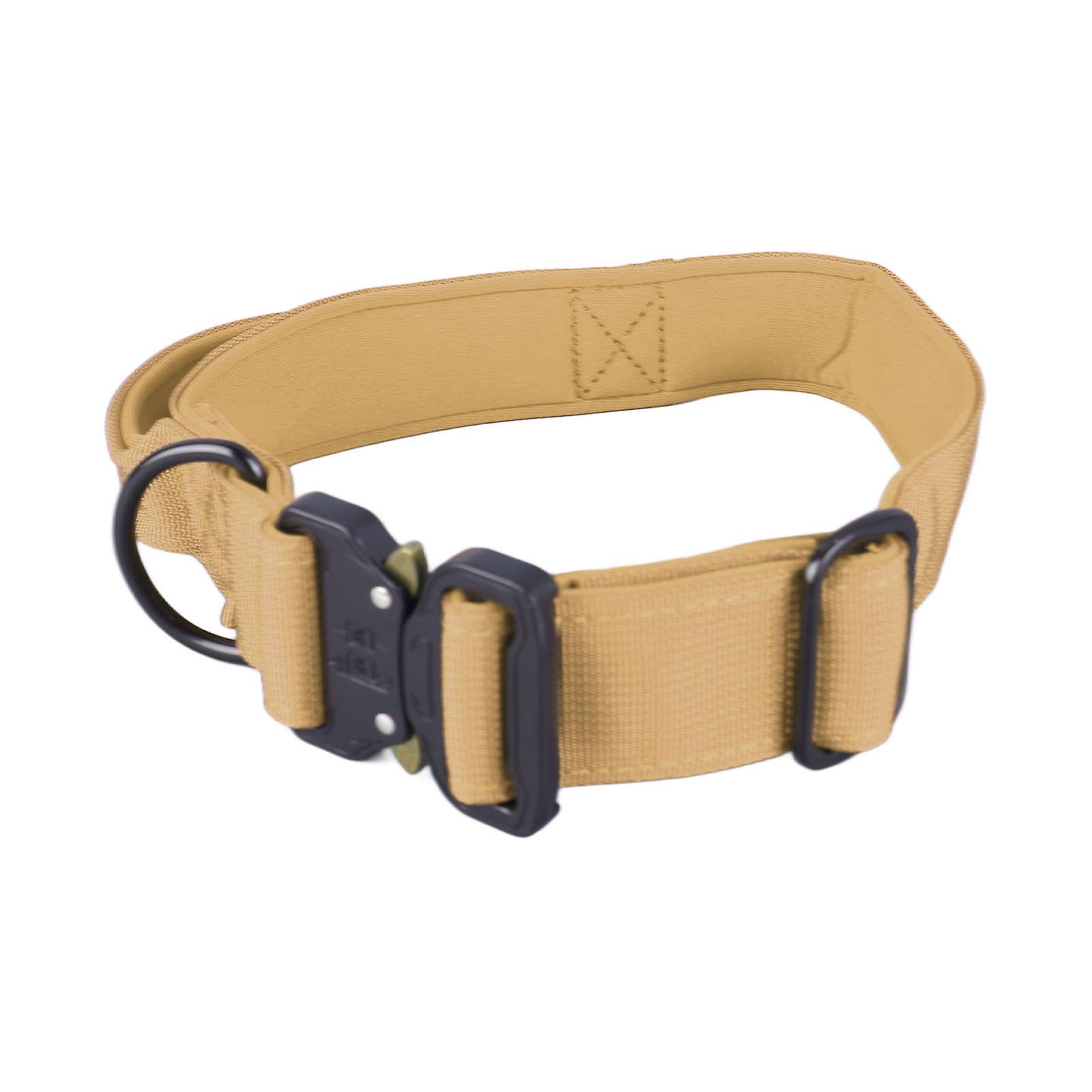 Adjustable Yellow Polyester Dog Collar with Control Handle L for Medium Large Dogs