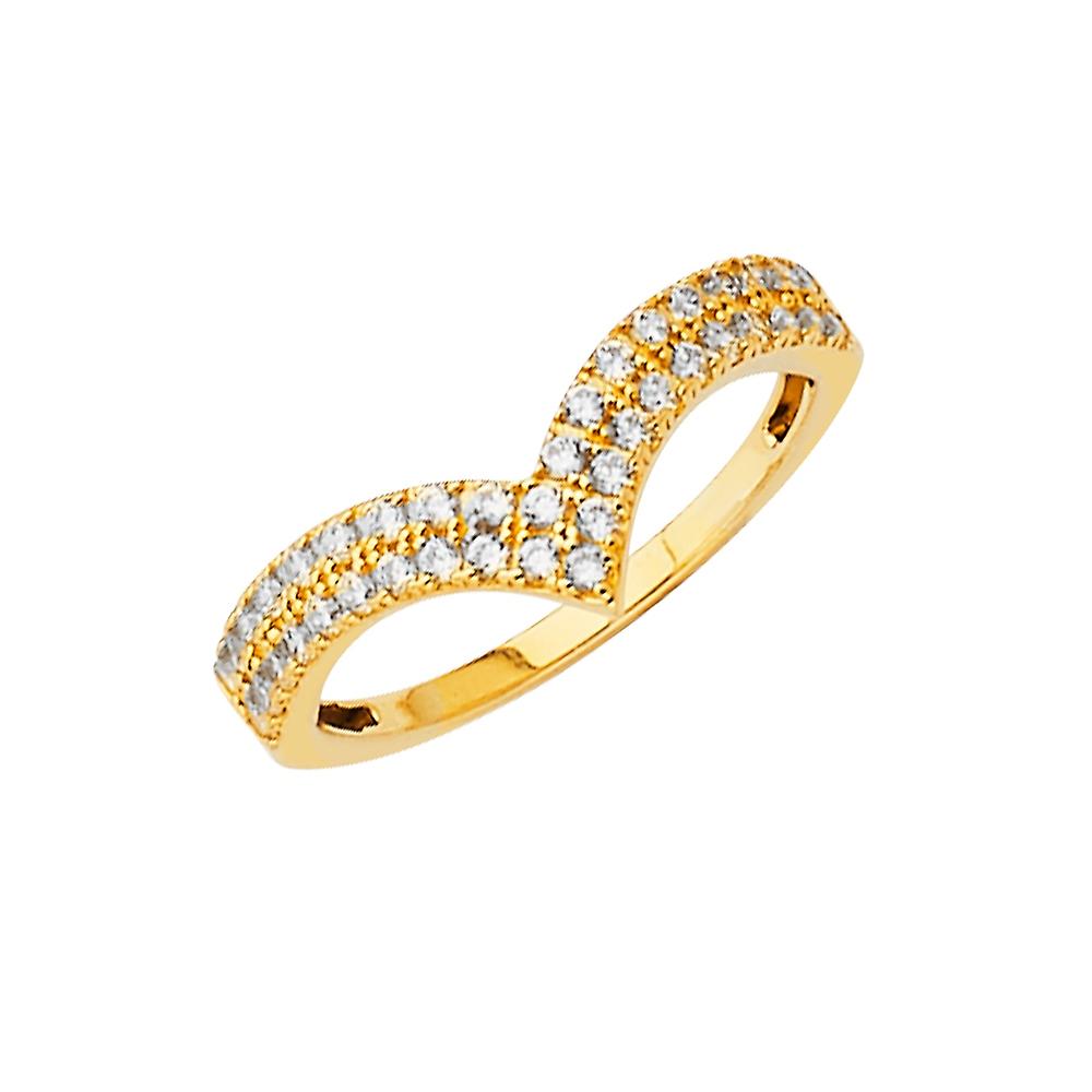 14k Yellow Gold Fancy Cubic Zirconia Ring Set Size 7 Band Style-Ring for Women - 2.2 Grams