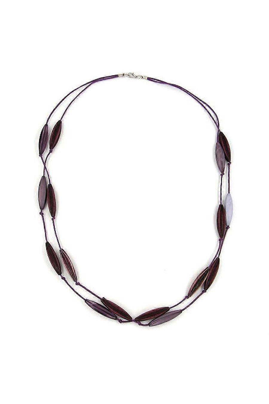 Necklace Olive Leaf Beads Purple - Gl02467
