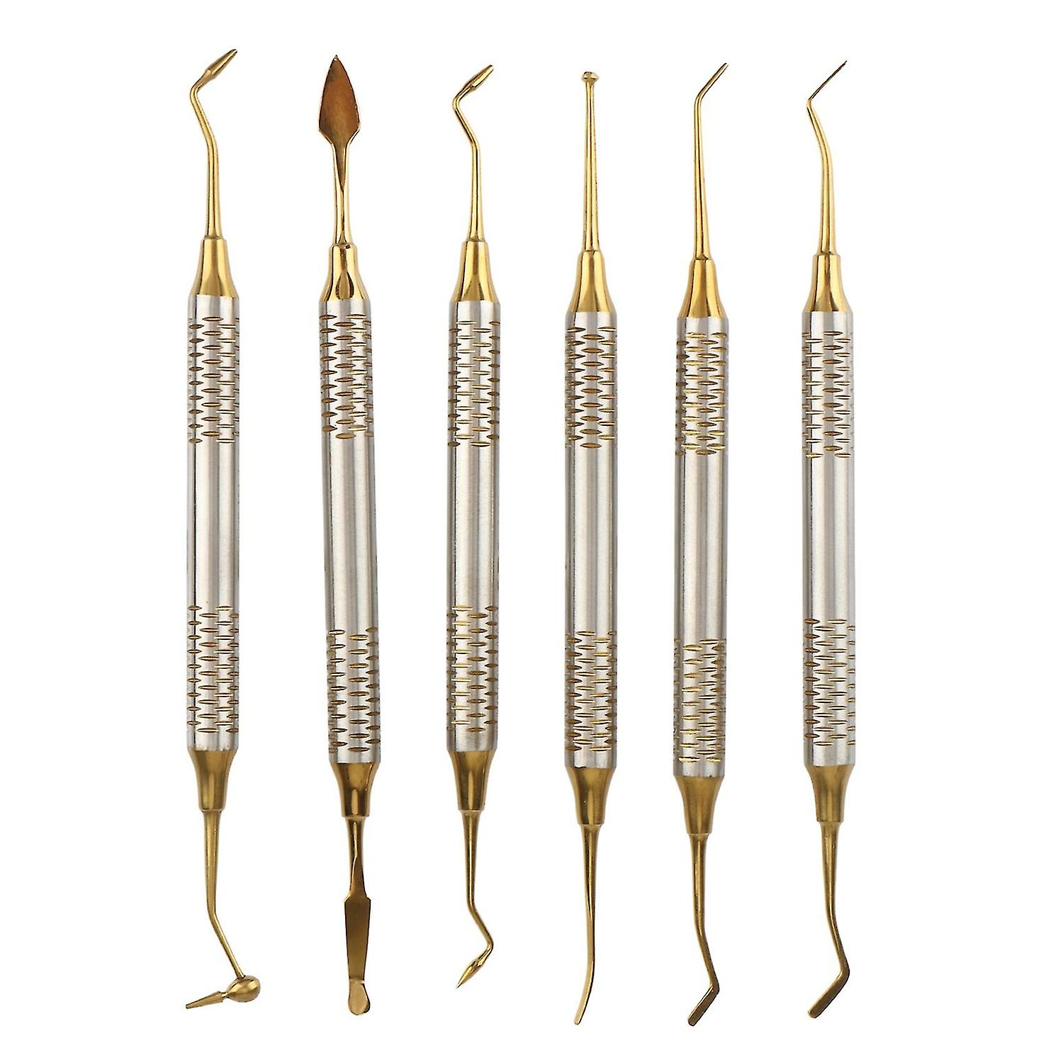6Pcs Dental Instrument Composite Resin Filling Spatula Titanium-Plated Head Filling