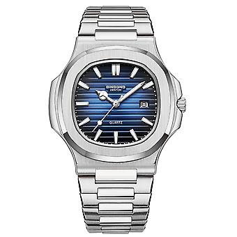 BINBOND B1885 Quartz Watch White Steel-Blue