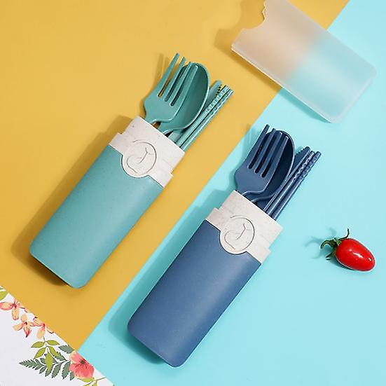 Portable Cutlery Set with Storage Box Spoon Fork Chopsticks Cutter Comfortable Grip Camping Picnics Travel Flatware Set