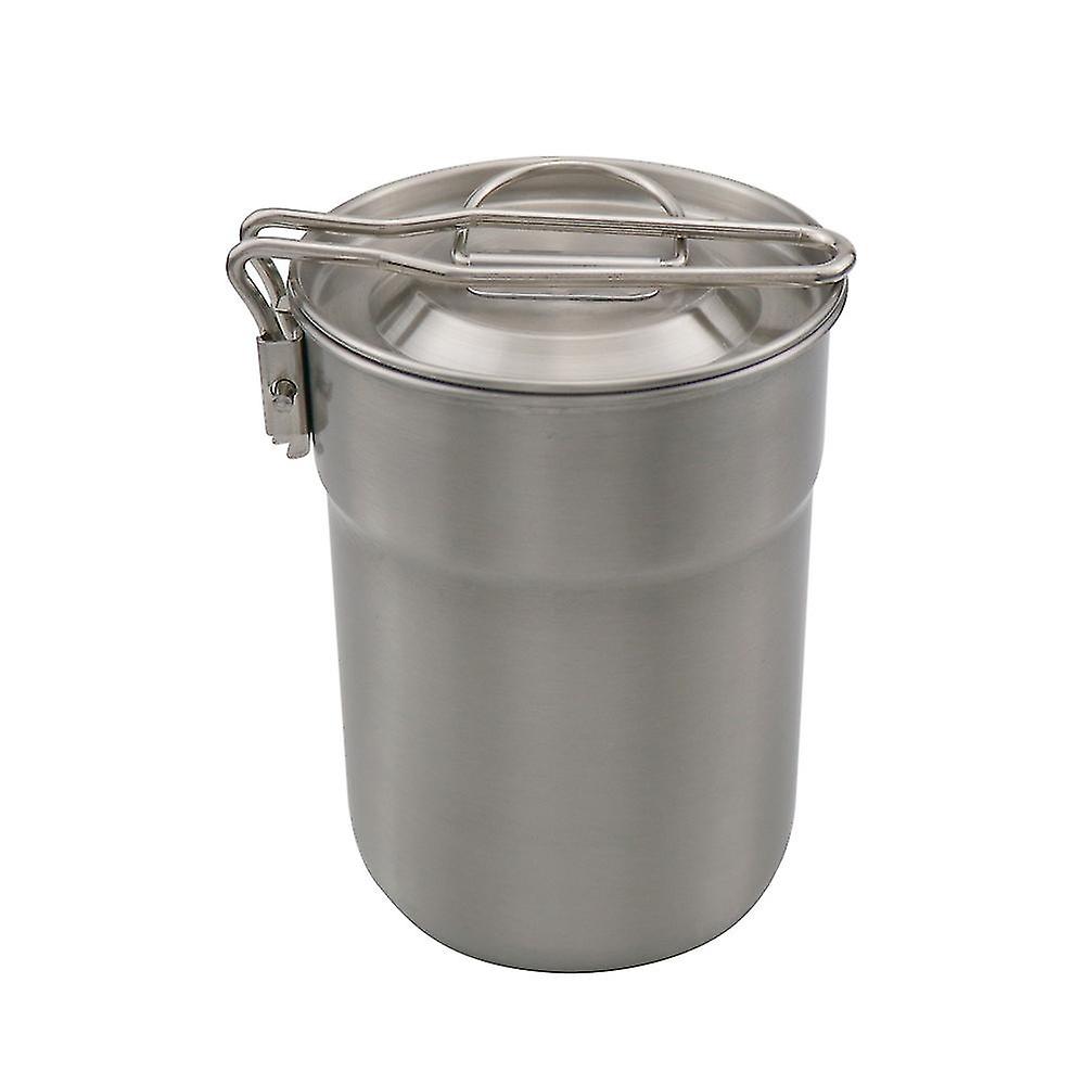 Camping Cup Stainless Steel Coffee Mug Portable Cooking Pot 1l With Lid Folding Handle For Camping P
