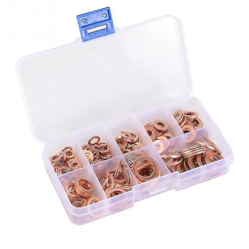 Copper Washer Gasket Nut And Bolt Kit Flat Ring Seal Assortment With Case