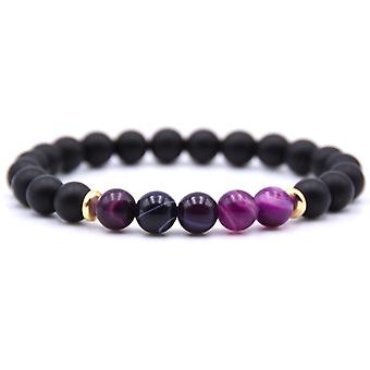 Natural Gemstone Bangle Bracelet: Agate, Tiger's Eye, Amethyst, Crystal Beads