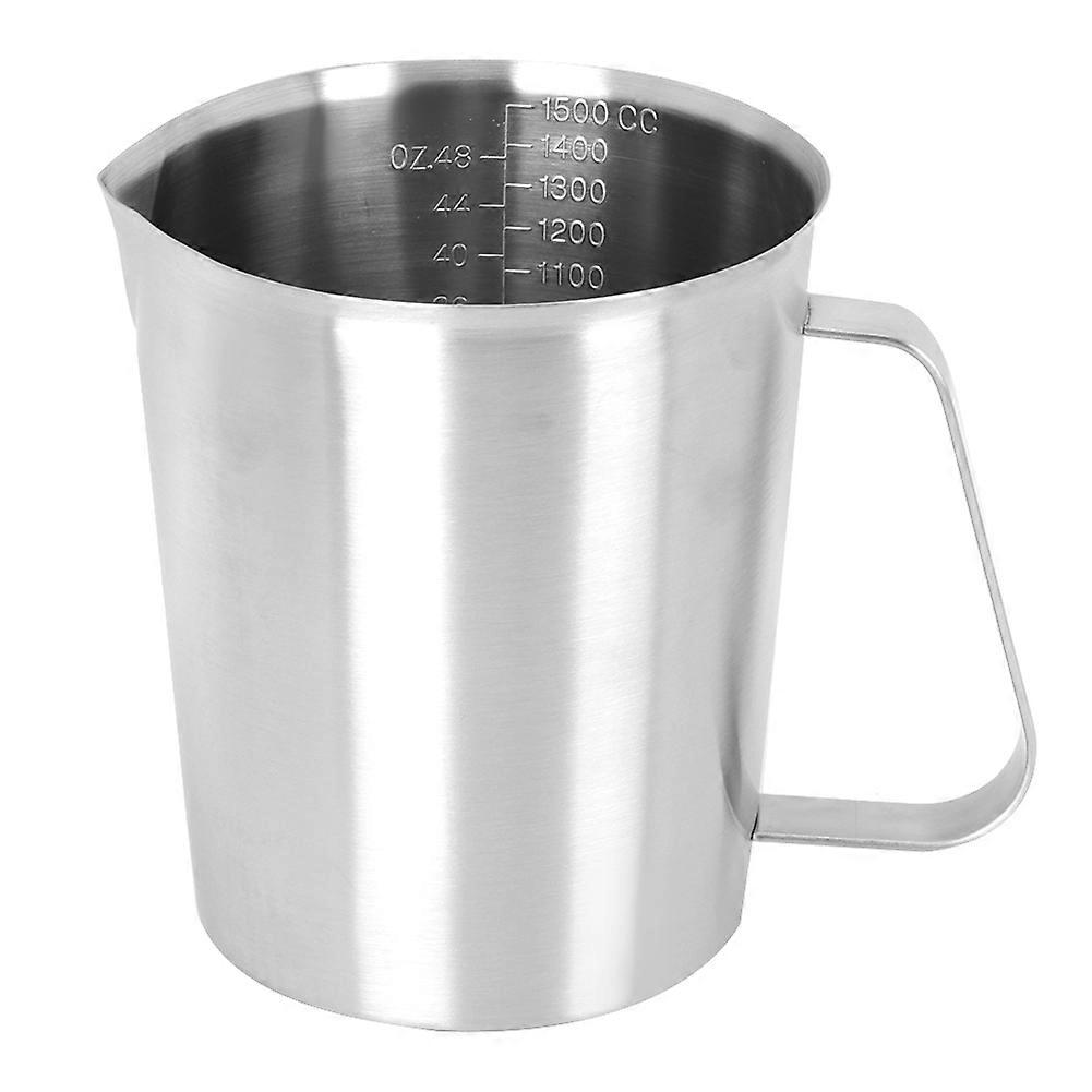 1500ml Stainless Steel Milk Frothing Cup with Scale for Latte Art Coffee