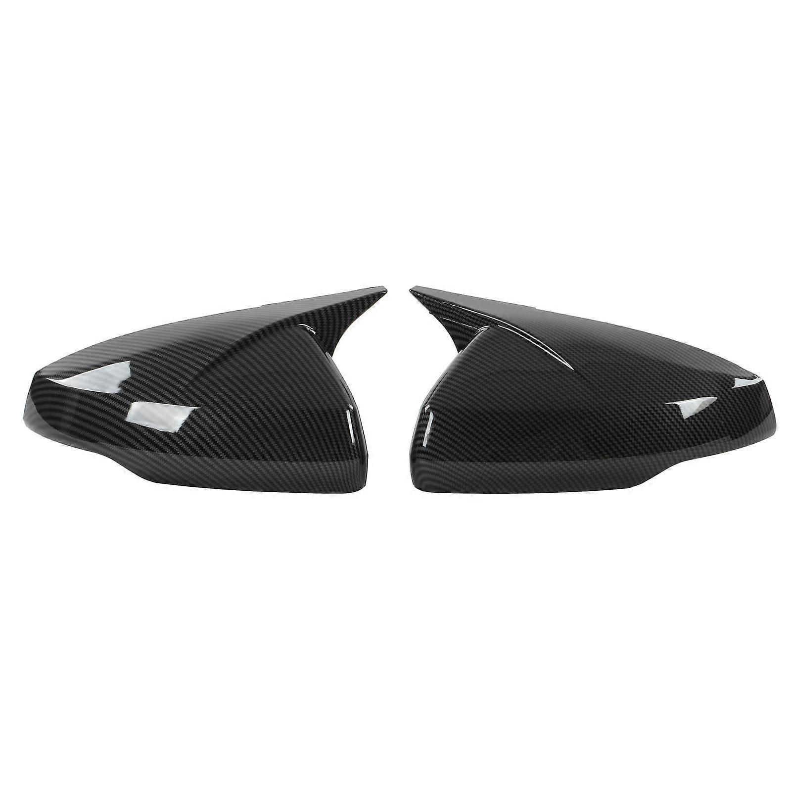 Pair Rear View Mirror Protective Covers Left Right Snap In Replacement For Mk6 2018+(carbon Fiber Style )