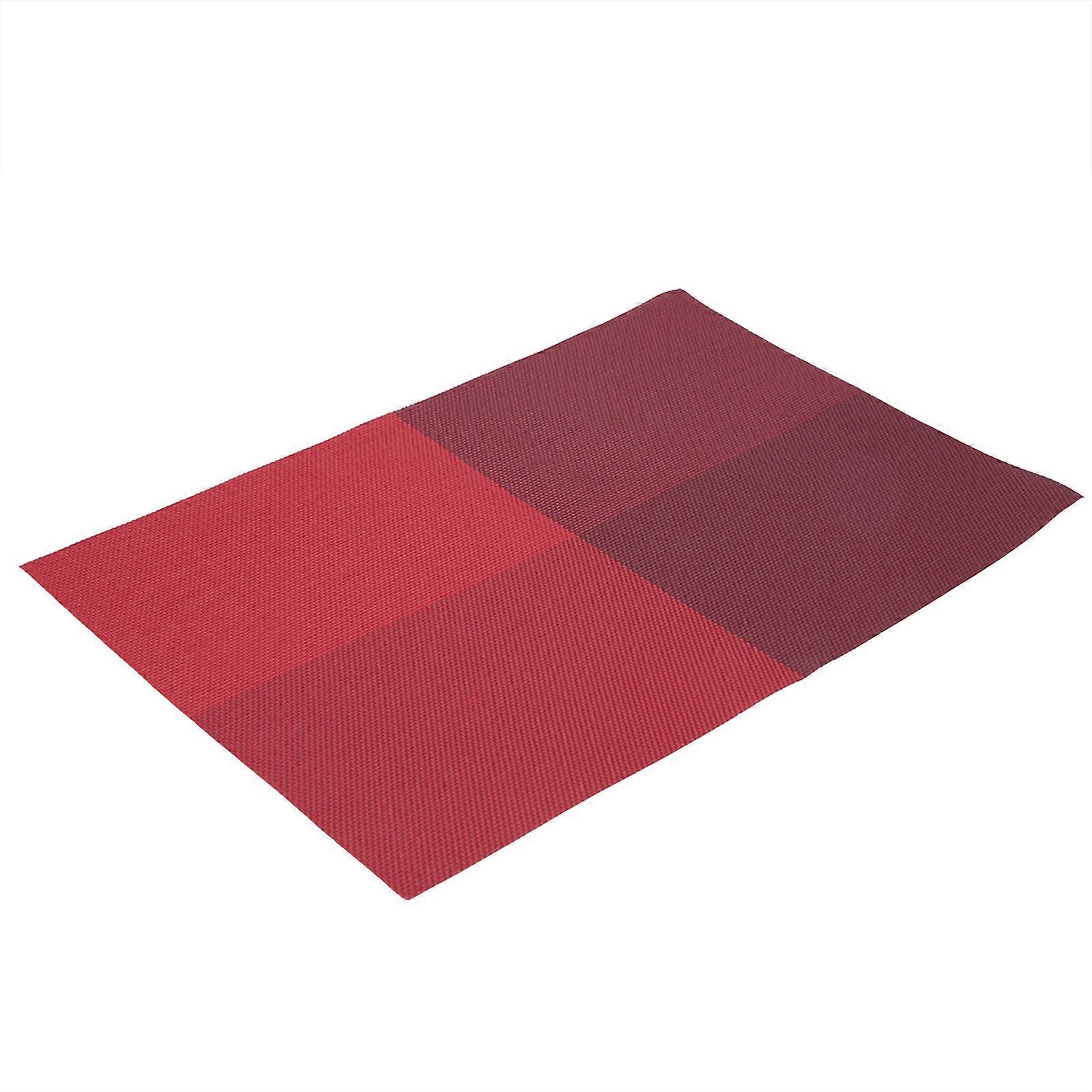 4pcs Rectangle Table Mats for Dining Table Plaid Pattern PVC Dining Placemat  (Red)