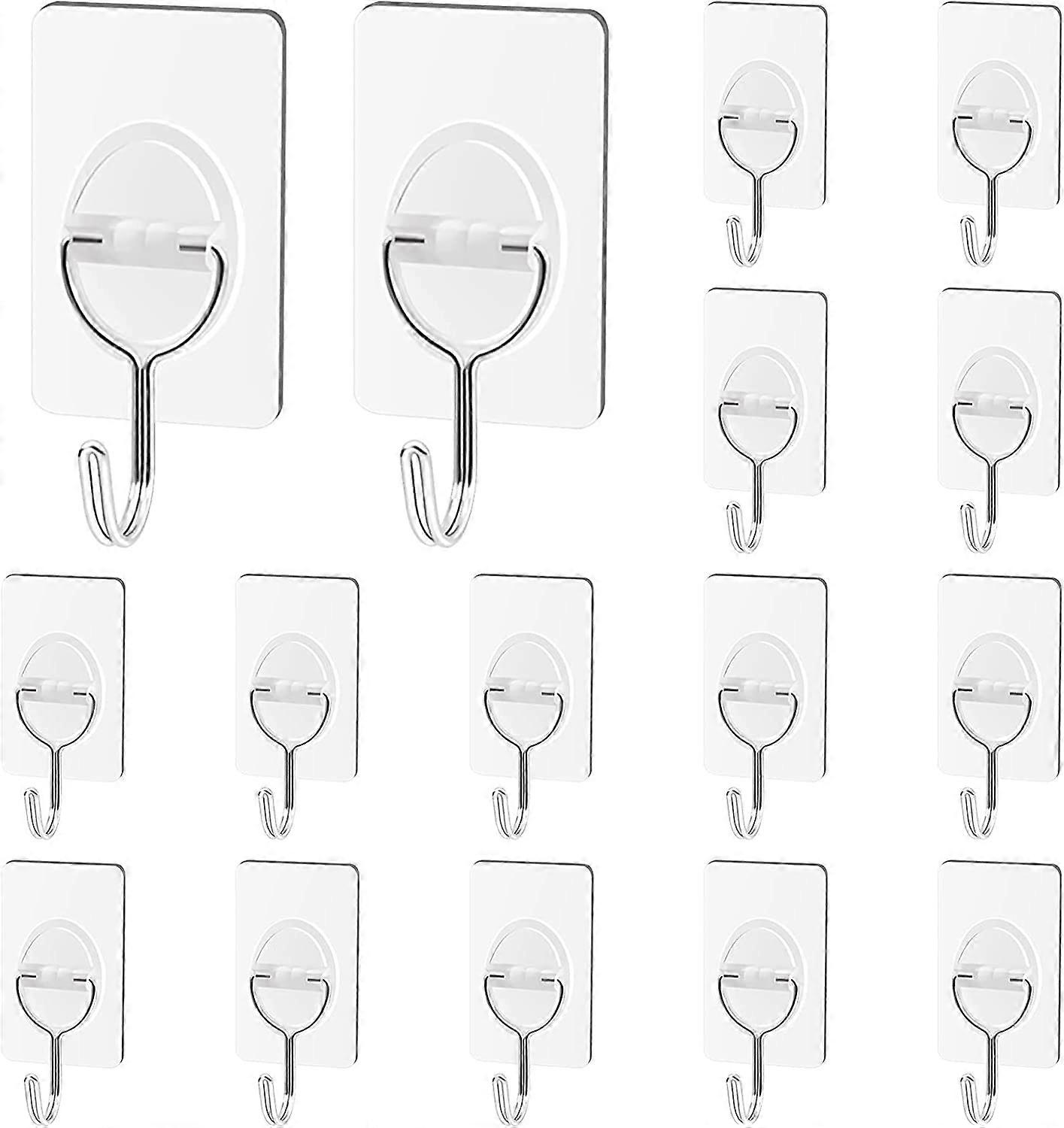 16Pcs Transparent Adhesive Hook, Wall Adhesive Towel Hook
