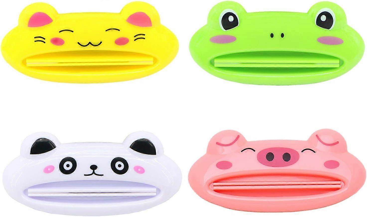 Multipurpose Toothpaste Squeezer with Cute Cartoon Animal Pattern Tube Squeezer (4 Pack, Random Colors)