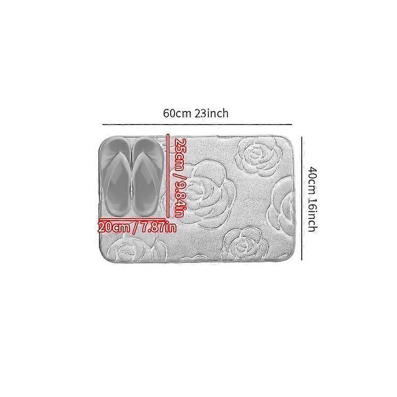 Large Rectangle Non-Slip Rose Pattern Floor Mat - Water Absorption, Anti-Skid, Soft and Plush - Ideal for Bathroom, Bedroom, Kitchen, Laundry, and Sho