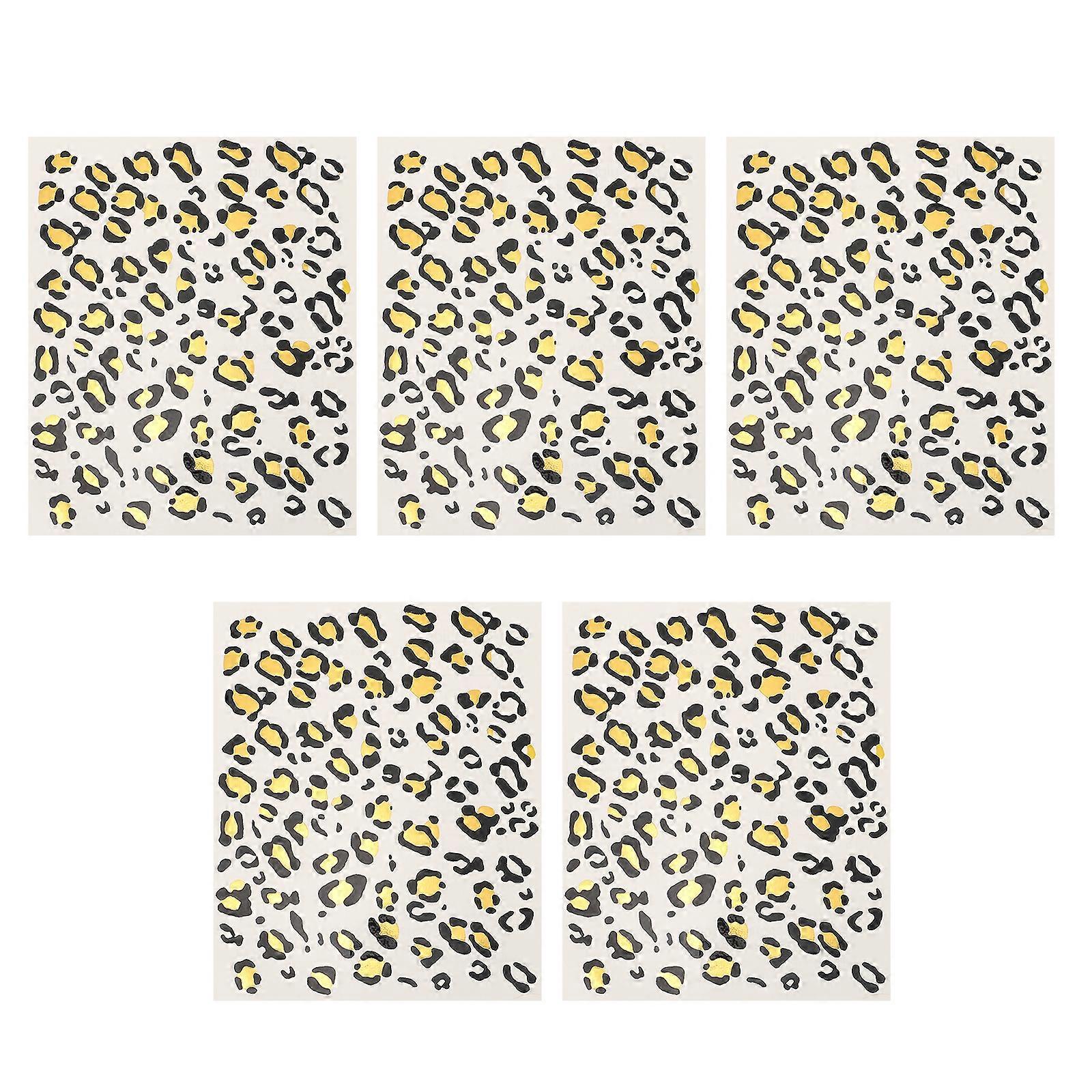 5 ورقة ملصق الفقرة Uas ليوبارد طباعة الوجه الوشم وهمية نمط النمر الجسم الوشم ليوبارد الكبار