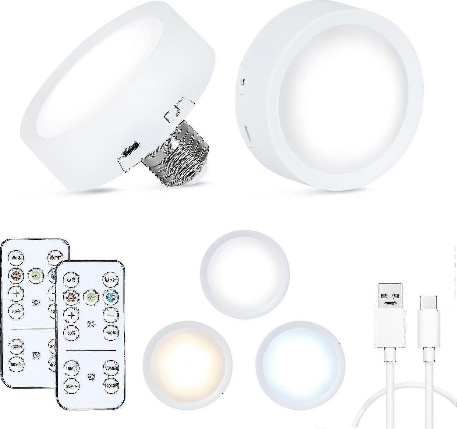 2 Pack Battery Opearted Light Bulbs Wireless Dimmable Light