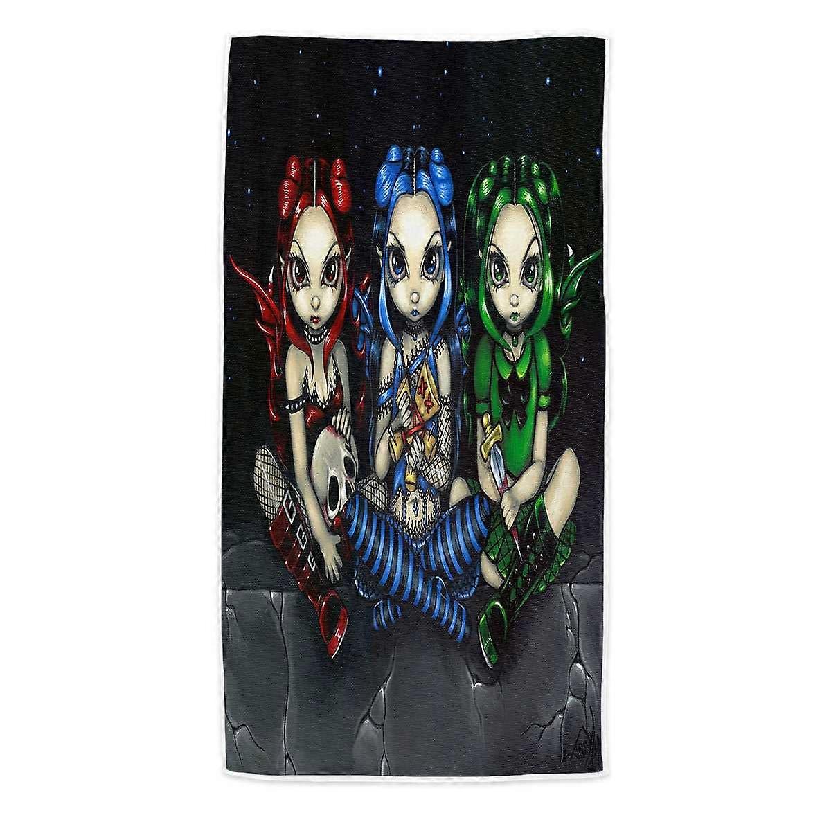 Wicked Tricksy and False Three Naughty Goth Faeries Microfiber Beach Towel