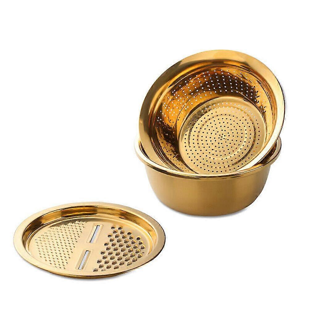 Multifunktionales Edelstahl-Waschbecken, Küchensieb, Netzkorb, Gemüsewaschschüssel-Set