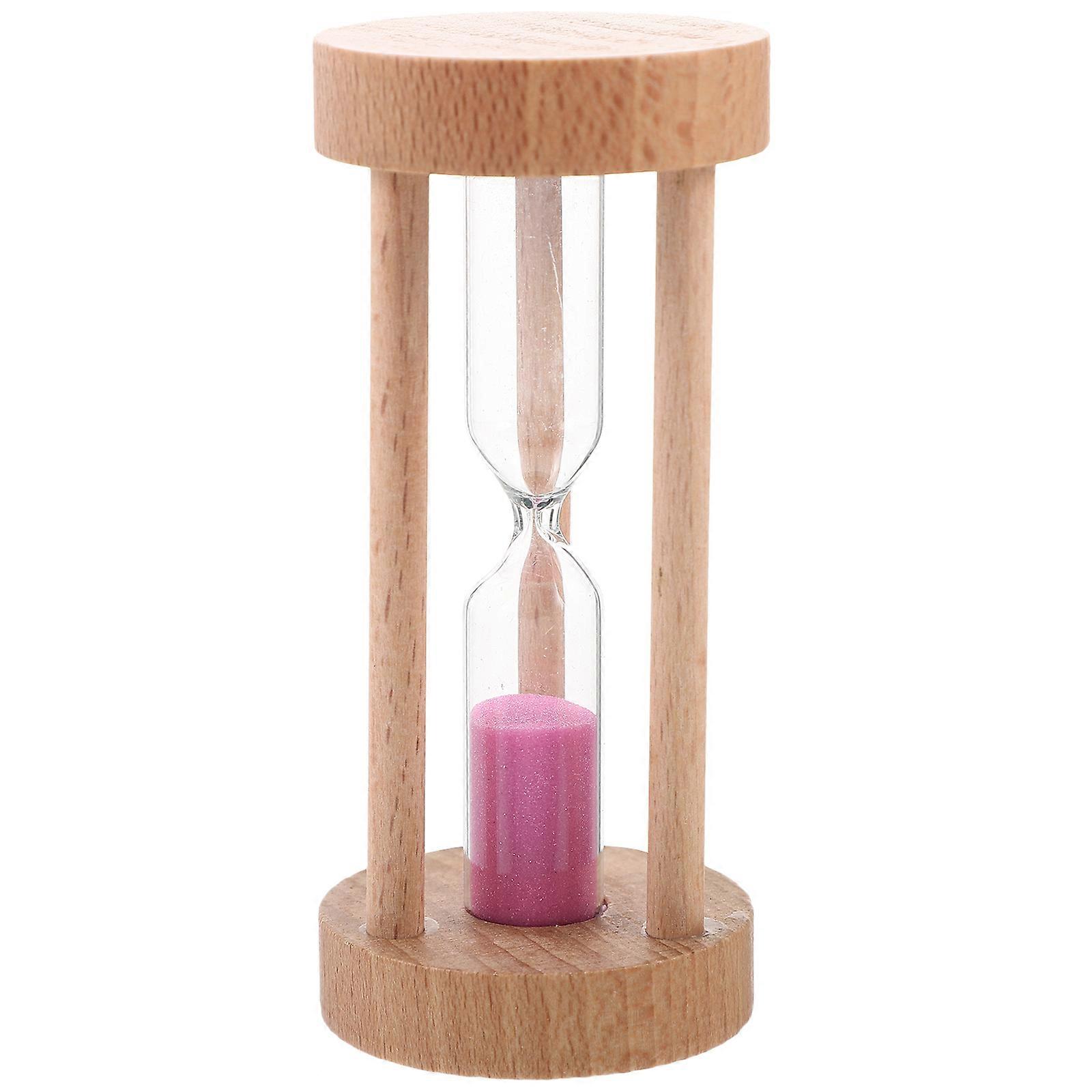 3 Min Wooden Sandglass Hourglass Pink Sand Timer Clock Table Desktop Decoration