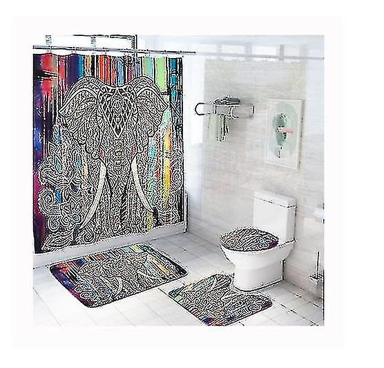 Bath Rugs Bathroom Accessory Sets Waterproof Polyester Luxury Bath Sets For 4 Piecegroup3