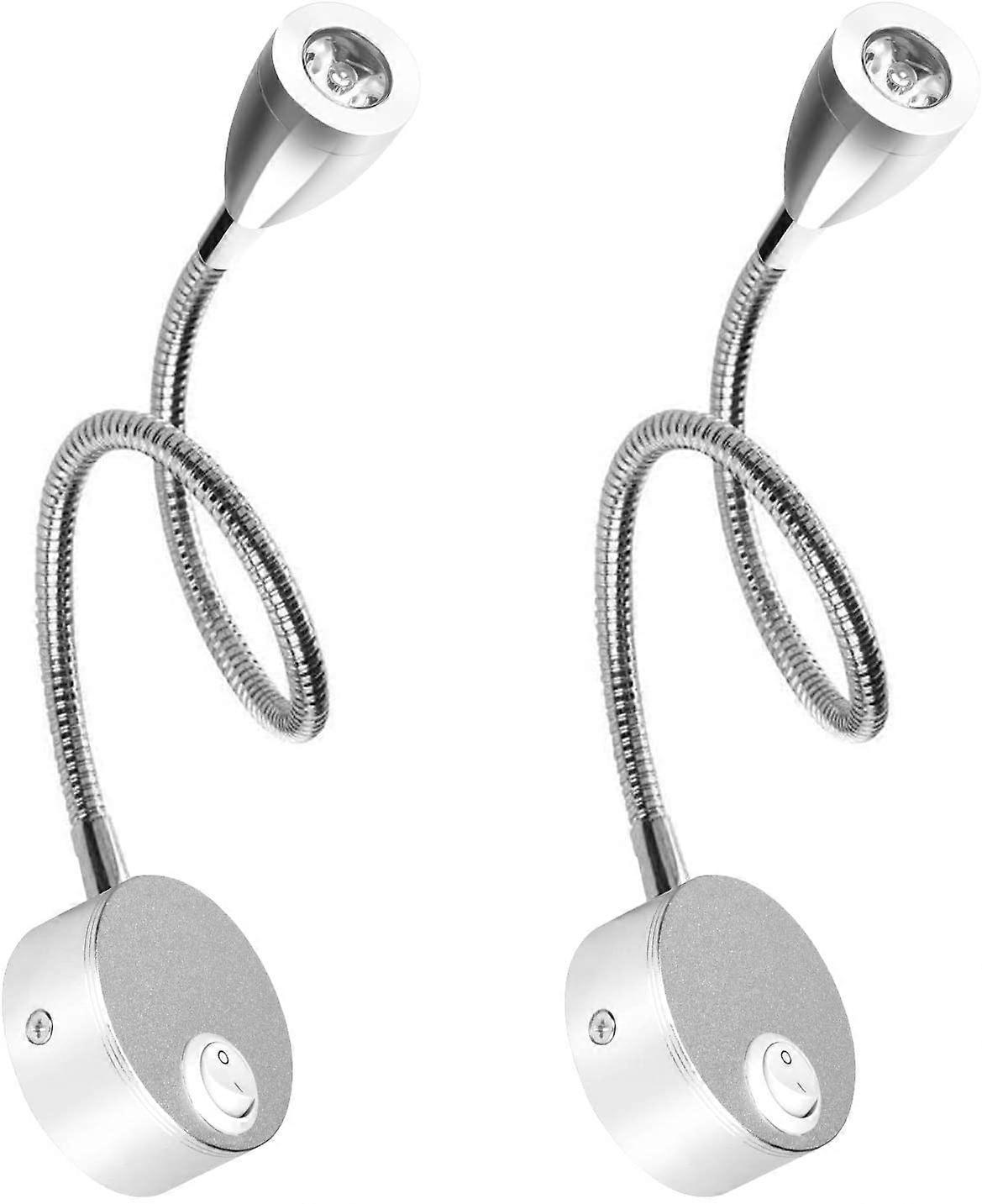 Bedside Wall Lamp - 2 Lights LED Reading Lamp Gooseneck Light 3W, 3000K Warm White Light