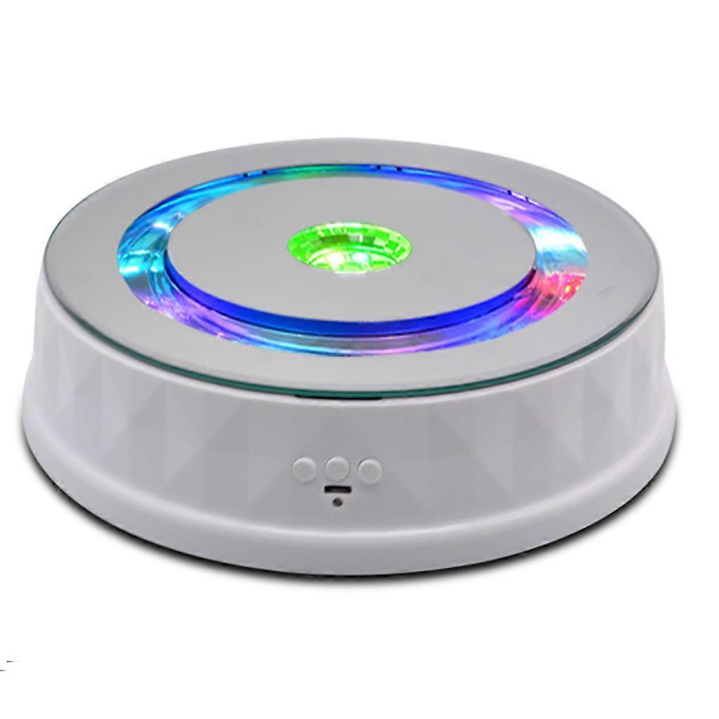 Electric Turntable Display Stand Colorful Light 360Rotating Table Watch Jewelry