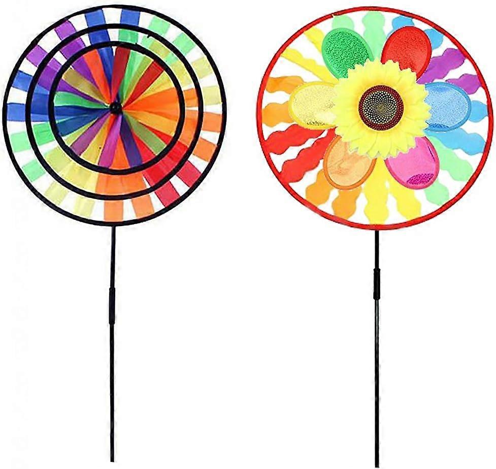 Windmhle Regenbogen & Sonnenblume Windrad Garten Gartendeko Windrder Deko