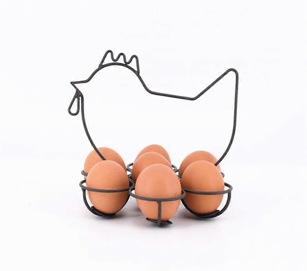 Egg Holder Metal Chicken Shape Easter Decoration Table Decoration Kitchen Accessories (Dark Brown)