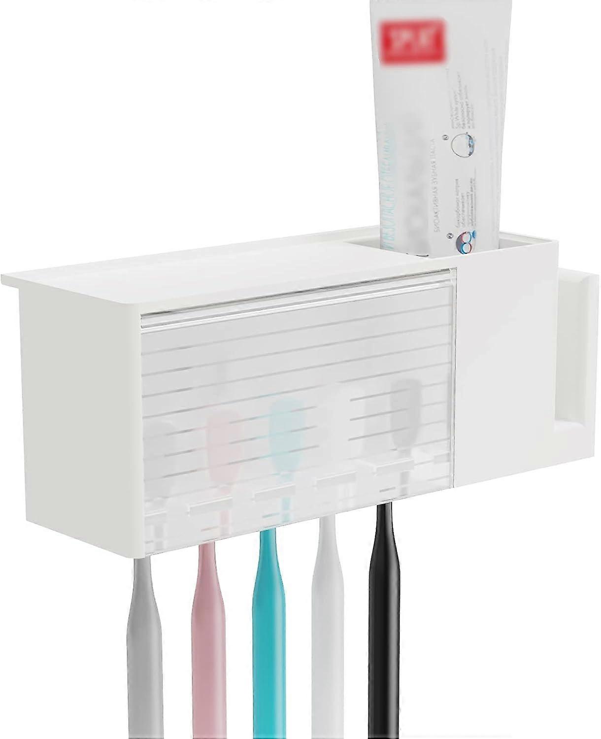 Self Adhesive Toothbrush Holder,Wall Mounted Toothpaste Holder, Organizer Box for Bathroom