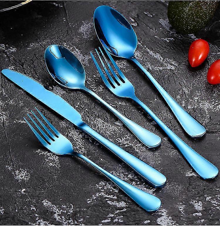 Titanium Plated Stainless Steel Cutlery Set,1set-BLUE