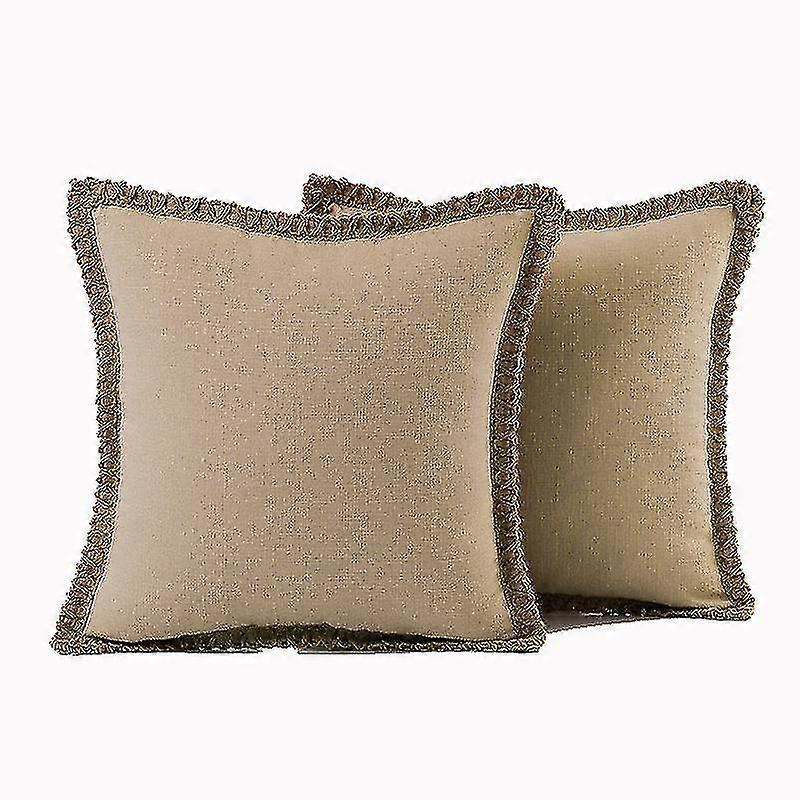 Set Of 2 Pillow Covers Rustic Linen Decorative Square Throw Pillow Covers
