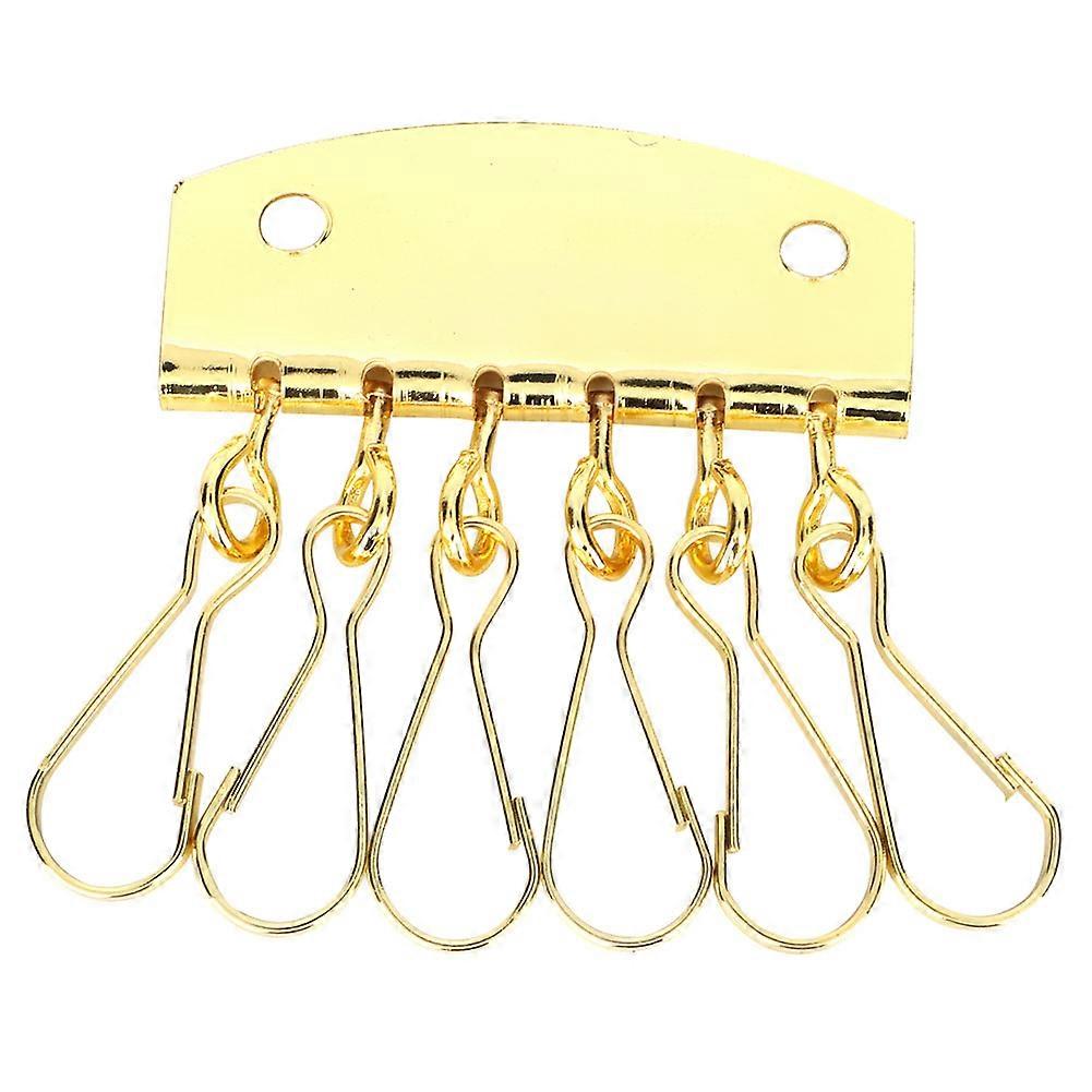 Key Row Wallet Leather Bag Hardware Key Ring Row Organizer Holder 6 Hooks Clasp Clip (Gold)