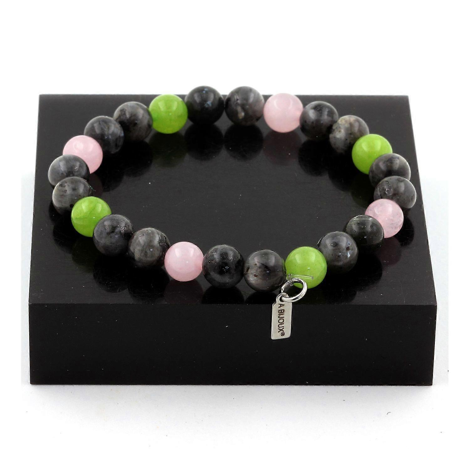 Peridot + Labradorite + Rose Quartz Beads Bracelet 8 mm