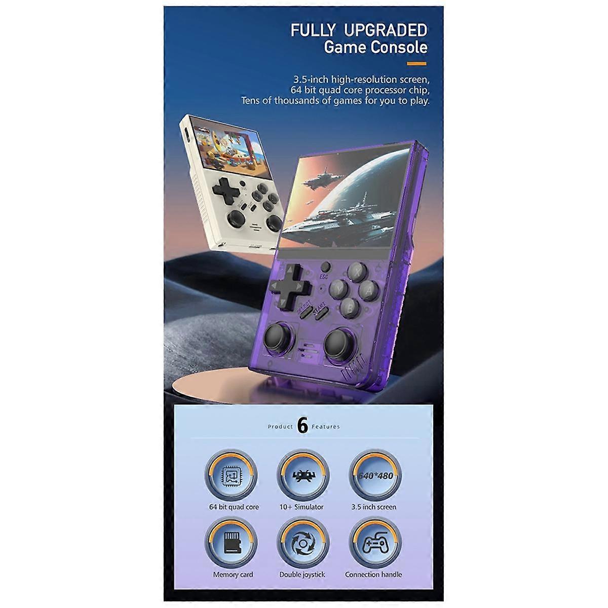 R35Plus Retro Video Game Console 64G 10,000+ Games 3.5In IPS Screen Handheld Game Console Linux Sys