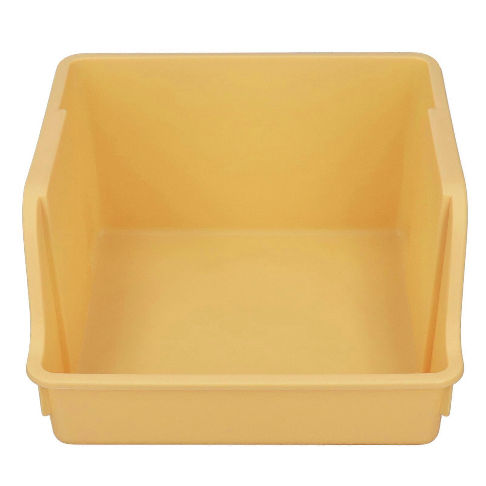 Desktop Book Storage Rack PP Handle Design U Shaped Large Opening Large Capacity Desktop Book Storage Shelf Yellow