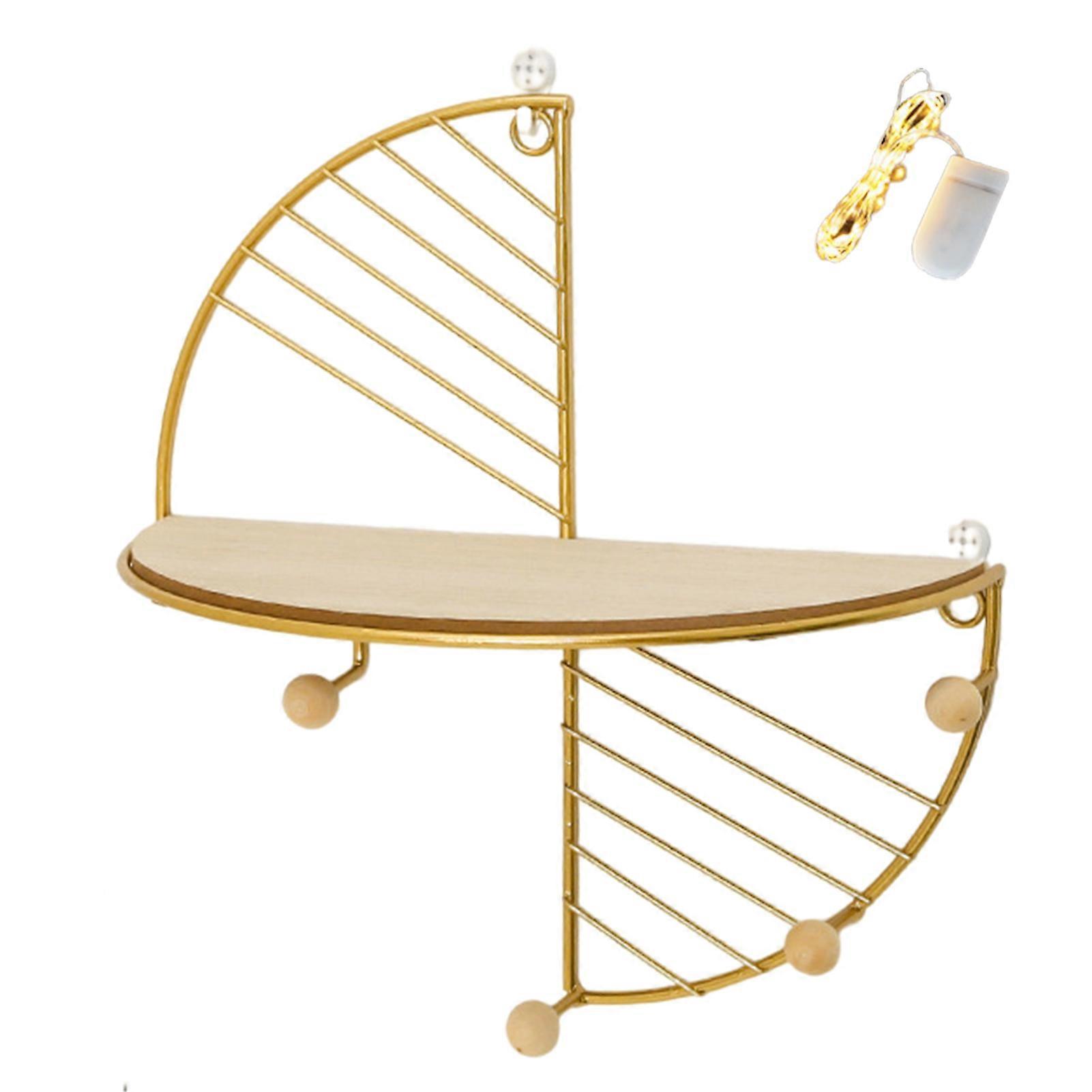 Wall Mounted Storage Rack Multifunctional Semi-Circular Rectangular Wall Shelf for Home Living Room