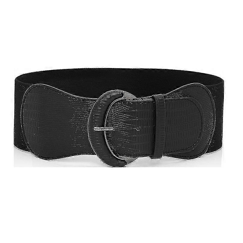 Wide Women's Belt Elastic Drawstring Leather Elastic Belt Ladies Dress Trim