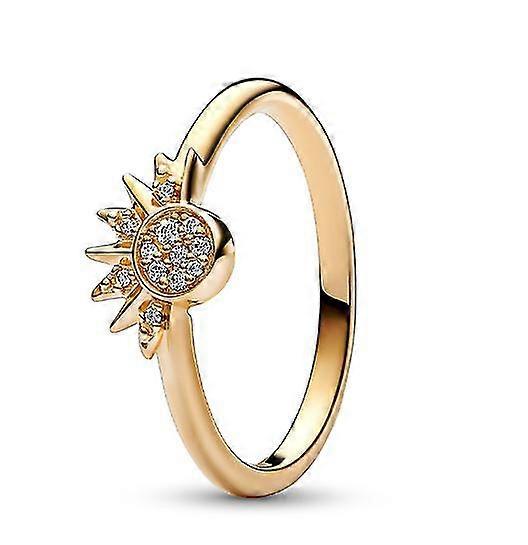 Set di anelli celesti per sole e luna, anello per sole scintillante/anello luna blu placcato in oro / argento 16 carati