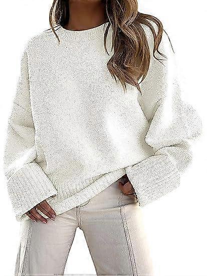 Women's Oversized Crewneck Long Sleeve Fuzzy Knit Casual Chunky
