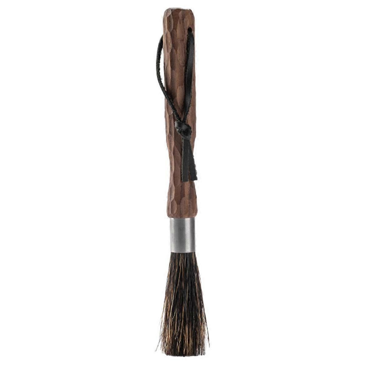 Professional Coffee Brush, Natural Bristle Coffee Grinder Brush, Walnut Handle Espresso Brush with