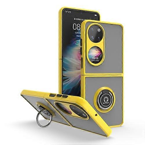 For Huawei P50 Pocket Q Shadow I Ring Kickstand PC and TPU Hybrid Phone Case