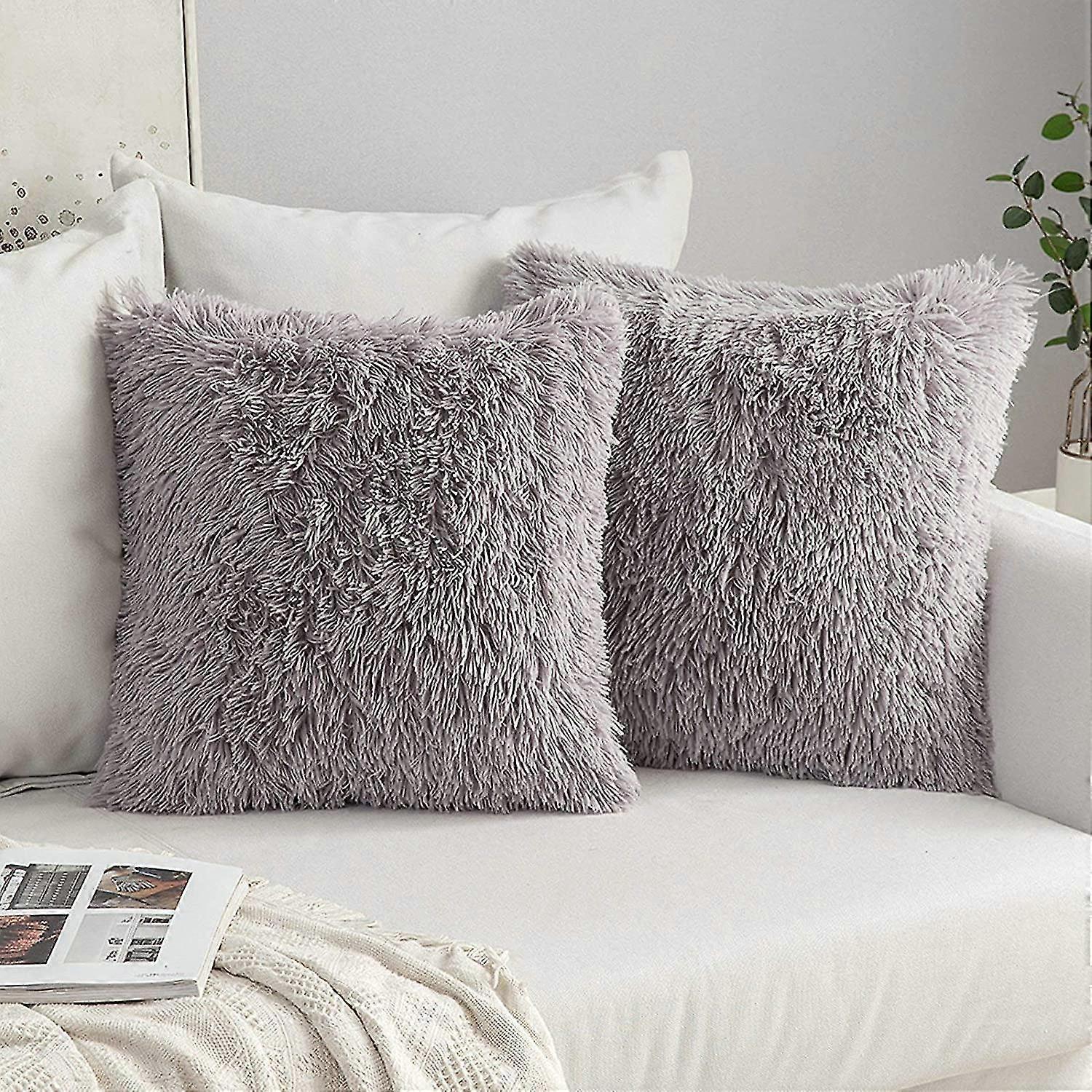 Cozy And Stylish - Set Of 2 Fluffy Faux Fur Cushion Covers For A Soft Touch
