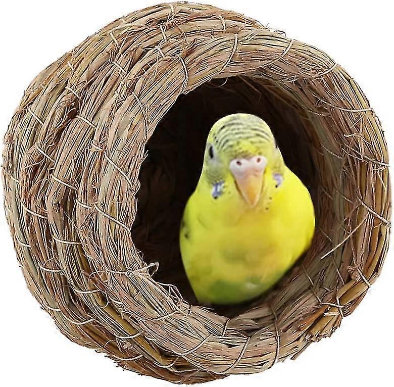 Bird Nest, Handwoven Straw Bird Nest Hatching Breeding Cave House For Myna Thrush Bird Budgie Peony Parrot Finch(mouth Diameter 12cm)