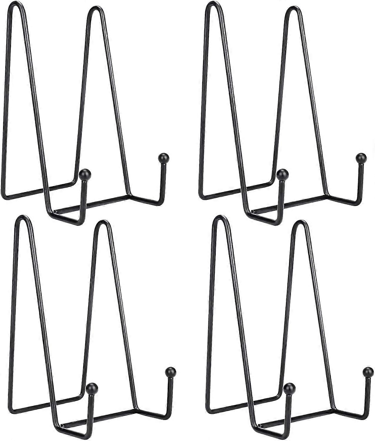 4 Pieces Metal Frame Brackets Plate Holders for Display Display Book Easel Decorative Book Stand Book Easel Black Book Photo Display Stand, 7.6 * 8.5