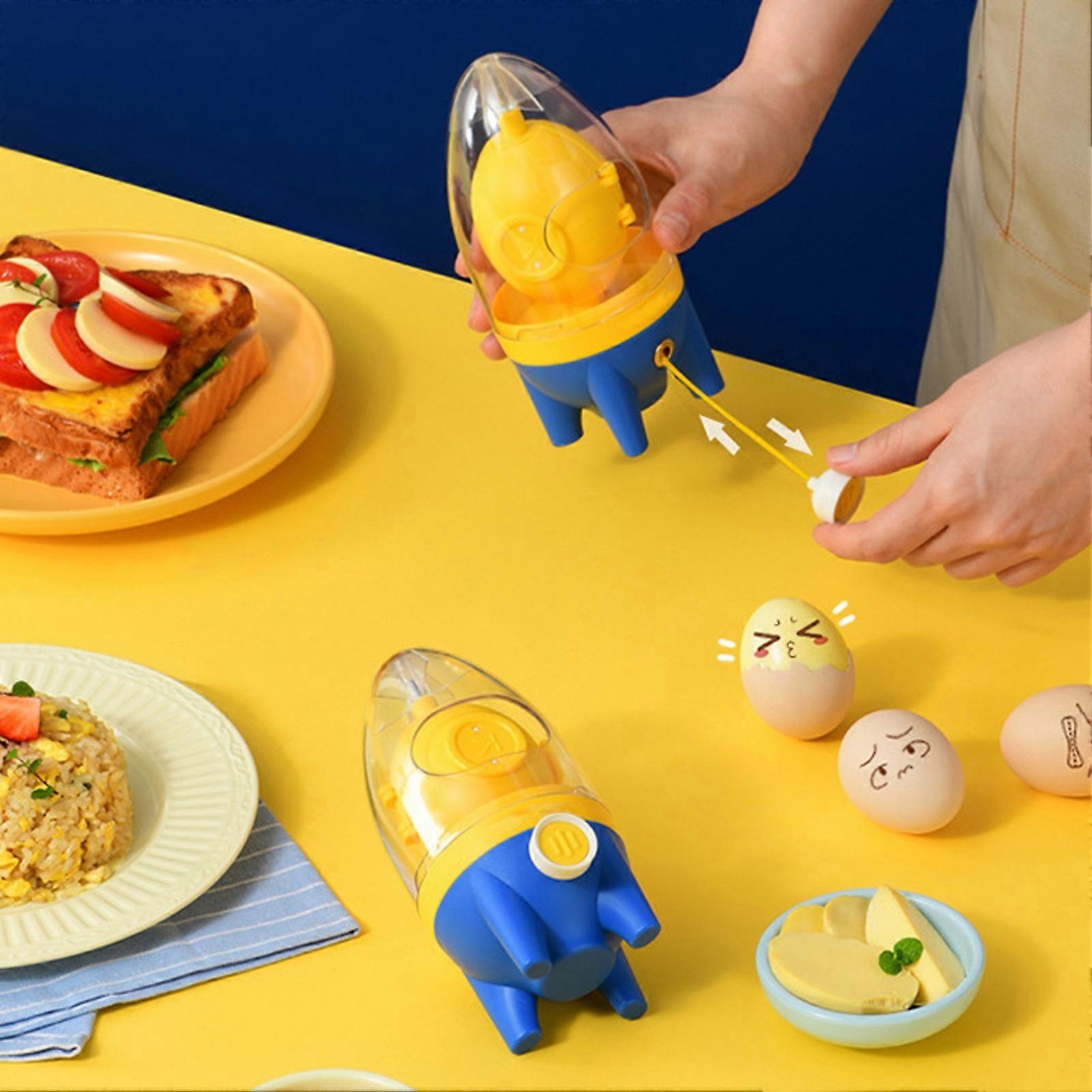 Egg Yolk Mixer Manual Hand Powered Plastic Self-Control Speed Egg Scrambler for Kitchen KAESI