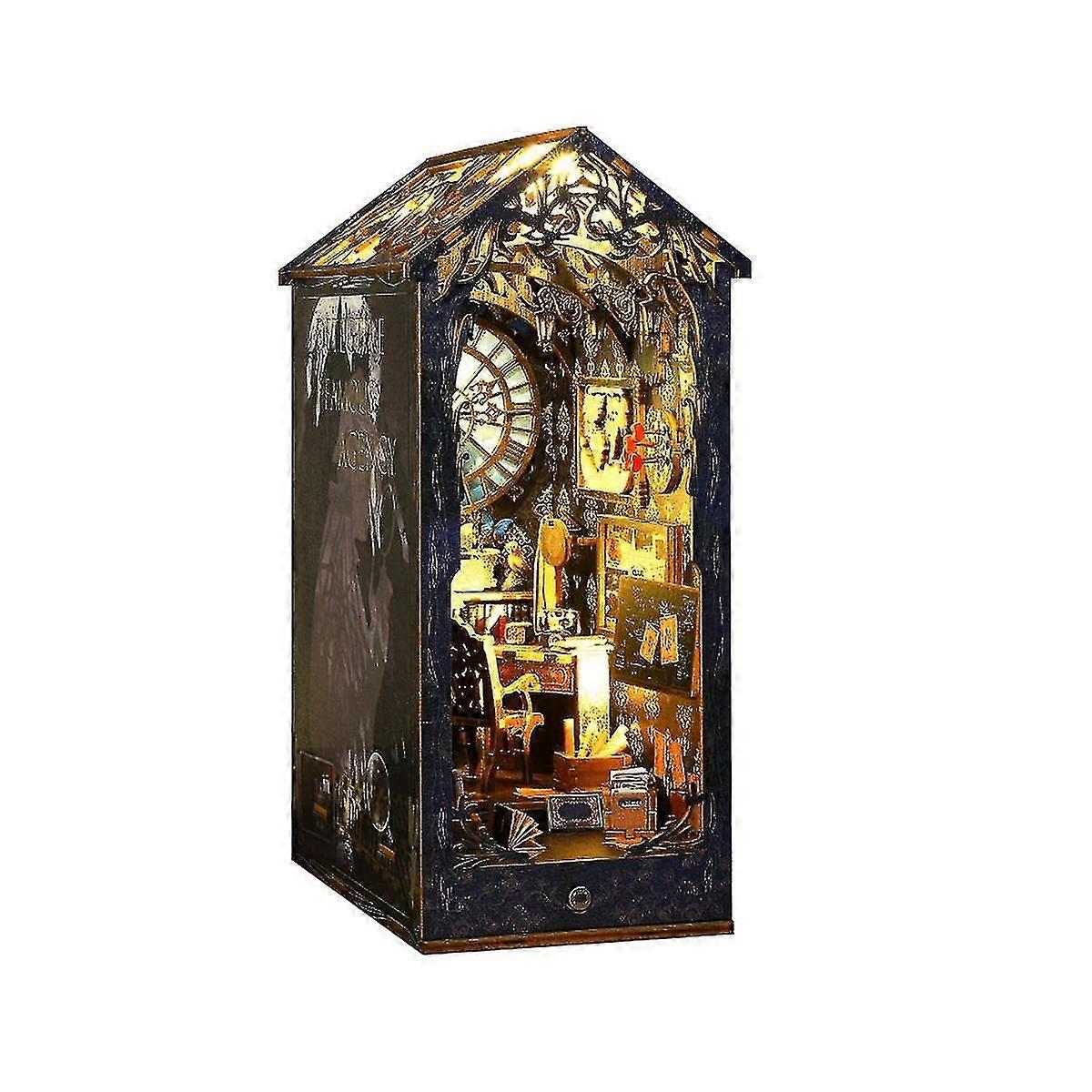 Diy Book Nook Kit, Diy Booknook Bookshelf Insert Decor Alley, With Lights, 3d Wooden Puzzle Decorati