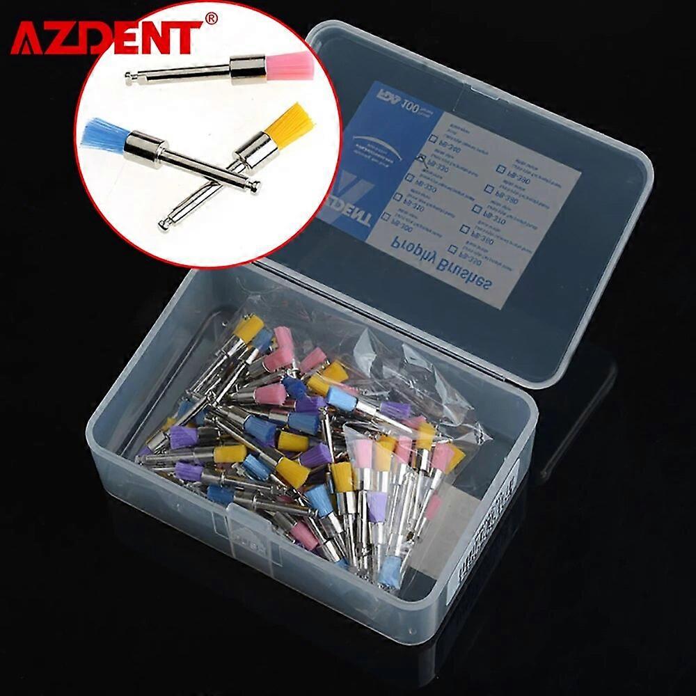 100pcs/Box Tand Polijstborstel Kleurrijke Nylon Kom Vorm Polijstmachine Profylaxe Borstels Plat Type Reiniging Tanden