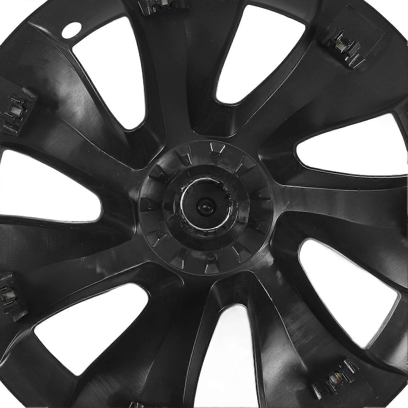 4PCS 19in Wheel Hub Cap Whirlwind 14 Spoke Style Wheel Rim Cover Replacement For Tesla Model Y 2020 to 2023 Glossy Black