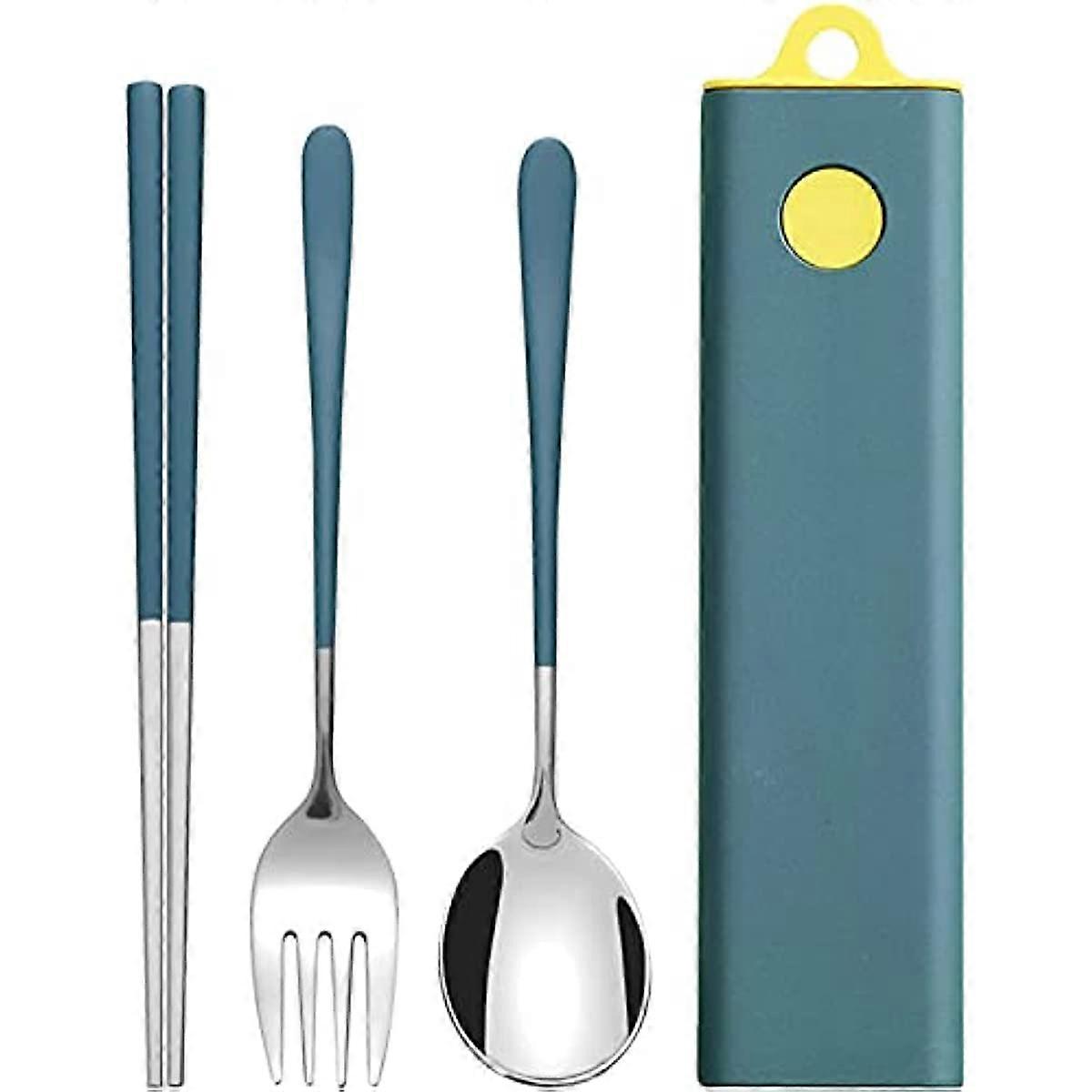 Travel Cutlery Set Portable Cutlery Set with Case Stainless Steel Utensil Set Reusable Camping Cutlery Chopsticks Spoon Fork Flatware for for Outdo
